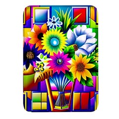 Flower Vase Flower Collage Pop Art Rectangular Glass Fridge Magnet (4 Pack) by Bedest