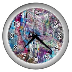 Layered Waves Wall Clock (silver) by kaleidomarblingart