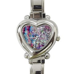 Layered Waves Heart Italian Charm Watch by kaleidomarblingart