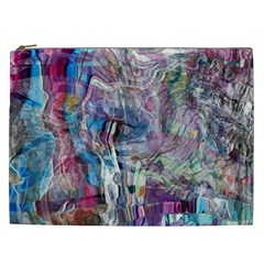 Layered Waves Cosmetic Bag (xxl) by kaleidomarblingart