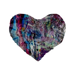 Layered Waves Standard 16  Premium Heart Shape Cushions by kaleidomarblingart