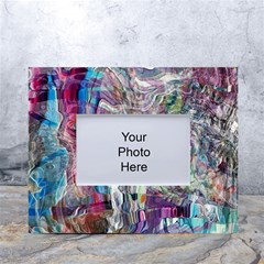 Layered Waves White Tabletop Photo Frame 4 x6  by kaleidomarblingart