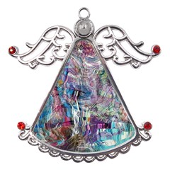 Layered Waves Metal Angel With Crystal Ornament by kaleidomarblingart