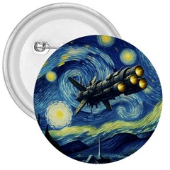 Spaceship Starry Night Van Gogh Painting 3  Buttons by Maspions