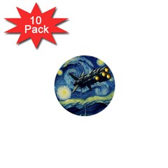 Spaceship Starry Night Van Gogh Painting 1  Mini Buttons (10 Pack)  by Maspions