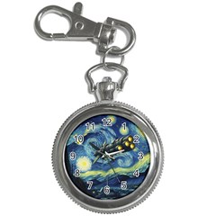 Spaceship Starry Night Van Gogh Painting Key Chain Watches