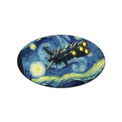 Spaceship Starry Night Van Gogh Painting Sticker (oval) by Maspions