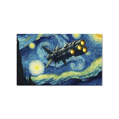 Spaceship Starry Night Van Gogh Painting Sticker (rectangular) by Maspions