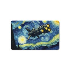 Spaceship Starry Night Van Gogh Painting Magnet (name Card) by Maspions