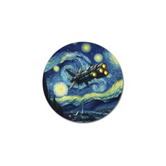 Spaceship Starry Night Van Gogh Painting Golf Ball Marker (4 Pack) by Maspions