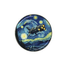 Spaceship Starry Night Van Gogh Painting Hat Clip Ball Marker by Maspions