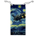 Spaceship Starry Night Van Gogh Painting Jewelry Bag Front