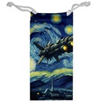 Spaceship Starry Night Van Gogh Painting Jewelry Bag Back