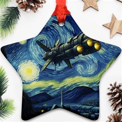 Spaceship Starry Night Van Gogh Painting Star Ornament (two Sides)