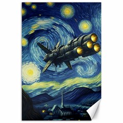 Spaceship Starry Night Van Gogh Painting Canvas 24  X 36  by Maspions