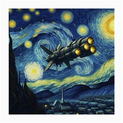 Spaceship Starry Night Van Gogh Painting Medium Glasses Cloth (2 Sides)