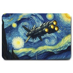 Spaceship Starry Night Van Gogh Painting Large Doormat