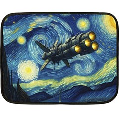 Spaceship Starry Night Van Gogh Painting Two Sides Fleece Blanket (mini) by Maspions