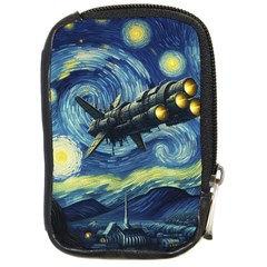 Spaceship Starry Night Van Gogh Painting Compact Camera Leather Case by Maspions