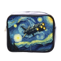 Spaceship Starry Night Van Gogh Painting Mini Toiletries Bag (one Side)