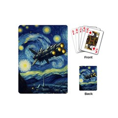 Spaceship Starry Night Van Gogh Painting Playing Cards Single Design (mini)