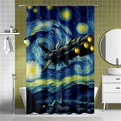 Spaceship Starry Night Van Gogh Painting Shower Curtain 48  X 72  (small) 