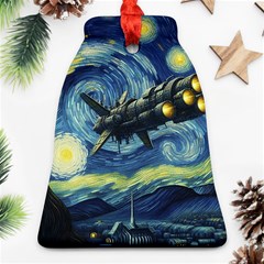 Spaceship Starry Night Van Gogh Painting Ornament (bell)