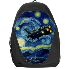 Spaceship Starry Night Van Gogh Painting Backpack Bag