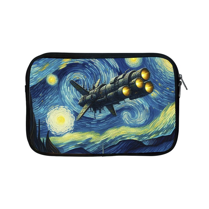 Spaceship Starry Night Van Gogh Painting Apple iPad Mini Zipper Cases