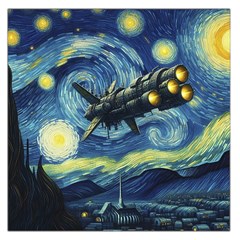 Spaceship Starry Night Van Gogh Painting Square Satin Scarf (36  X 36 )