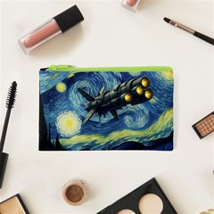 Spaceship Starry Night Van Gogh Painting Cosmetic Bag (xs)