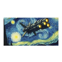 Spaceship Starry Night Van Gogh Painting Satin Wrap 35  X 70 