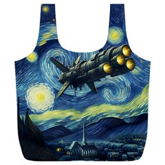 Spaceship Starry Night Van Gogh Painting Full Print Recycle Bag (xxxl)