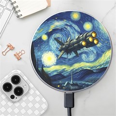 Spaceship Starry Night Van Gogh Painting Wireless Fast Charger(white)