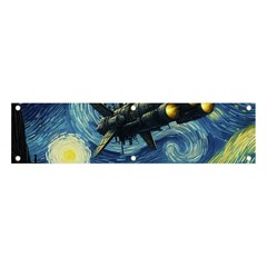 Spaceship Starry Night Van Gogh Painting Banner And Sign 4  X 1  by Maspions