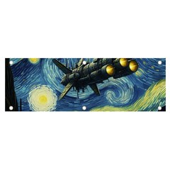 Spaceship Starry Night Van Gogh Painting Banner And Sign 6  X 2 