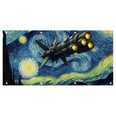 Spaceship Starry Night Van Gogh Painting Banner And Sign 8  X 4 