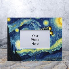 Spaceship Starry Night Van Gogh Painting White Tabletop Photo Frame 4 x6  by Maspions