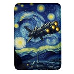 Spaceship Starry Night Van Gogh Painting Rectangular Glass Fridge Magnet (4 pack) Front