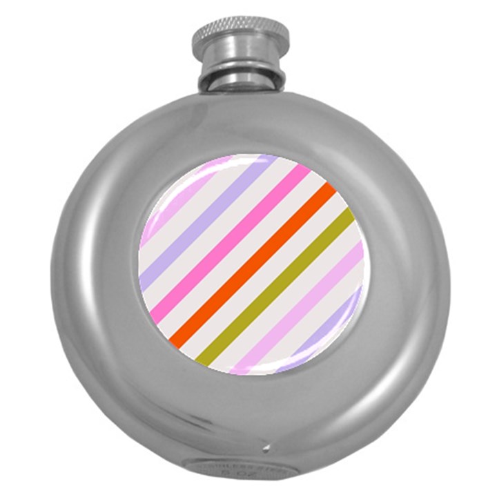 Lines Geometric Background Round Hip Flask (5 oz)