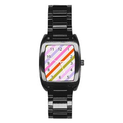 Lines Geometric Background Stainless Steel Barrel Watch by Maspions