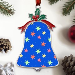 Background Star Darling Galaxy Metal Holly Leaf Bell Ornament by Maspions