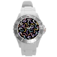 Abstract Pattern Wallpaper Round Plastic Sport Watch (l)