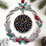 Abstract Pattern Wallpaper Metal X mas Wreath Holly leaf Ornament Front