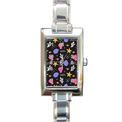 Sea Shells Pattern Wallpaper Fish Rectangle Italian Charm Watch