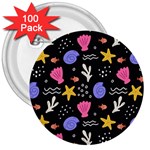 Sea Shells Pattern Wallpaper Fish 3  Buttons (100 pack)  Front