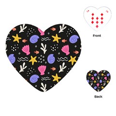 Sea Shells Pattern Wallpaper Fish Playing Cards Single Design (heart)