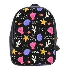 Sea Shells Pattern Wallpaper Fish School Bag (large) by Maspions