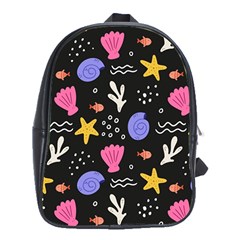 Sea Shells Pattern Wallpaper Fish School Bag (xl)