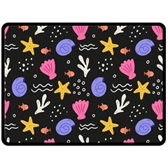 Sea Shells Pattern Wallpaper Fish Two Sides Fleece Blanket (large)